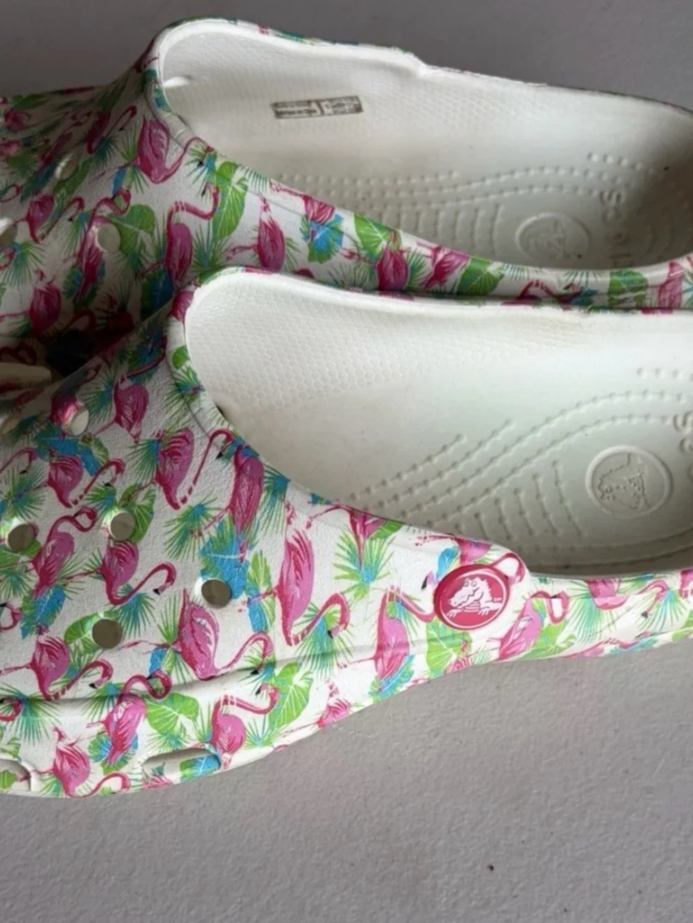 Crocs Flamingo Print Clogs - White/Pink W8